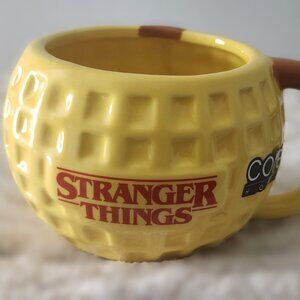 Stranger Things Waffle Mug – Yellow Ceramic Coffee Cup, 18oz, Collectible